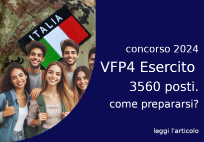È stato pubblicato il 2 febbraio 2024 il bando del Concorso 2024 per 3560 VFP4 nell'Esercito, nella Marina Militare e nell'Aeronautica Militare.