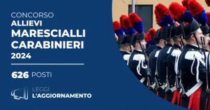 Questo concorso permette l'ammissione al 15° Corso Triennale per 626 Allievi Marescialli del ruolo Ispettori dell'Arma dei Carabinieri.