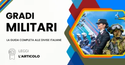 Le Forze Armate italiane comprendono: Esercito Italiano, Marina Militare, Aeronautica Militare e Arma dei Carabinieri.