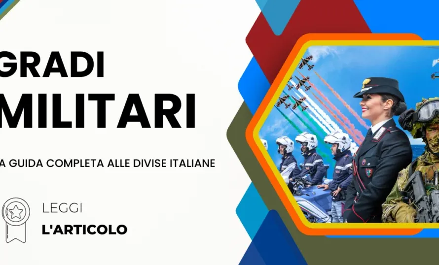 Le Forze Armate italiane comprendono: Esercito Italiano, Marina Militare, Aeronautica Militare e Arma dei Carabinieri.