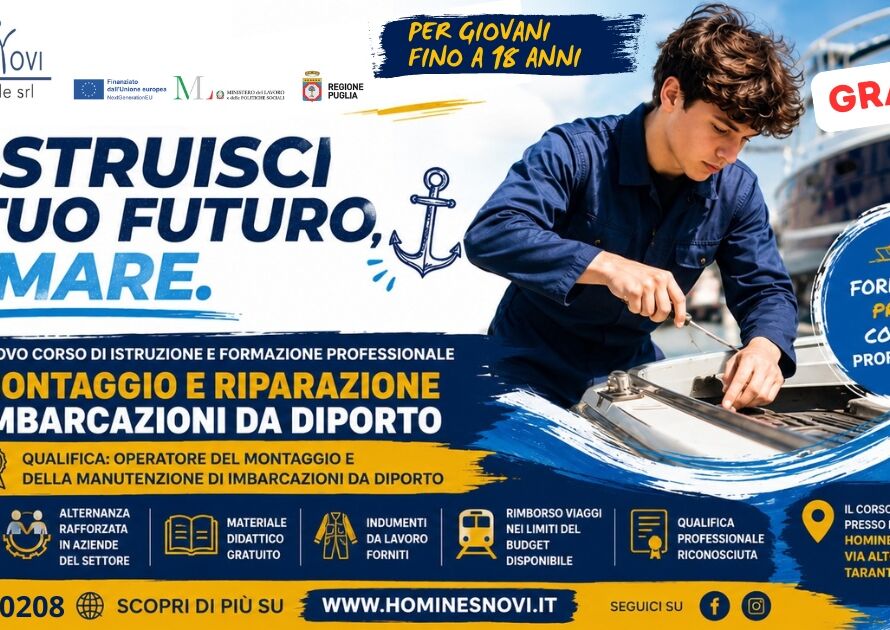 Homines Novi, Impresa Sociale srl, presenta il nuovo corso triennale di Istruzione e Formazione Professionale dedicato alla cantieristica navale.