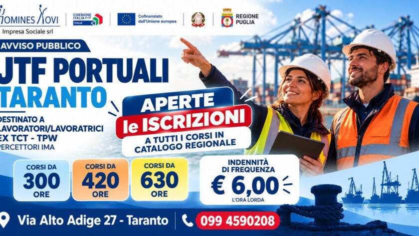La Regione Puglia ha promosso l'Avviso Pubblico "JTF Portuali 2026", uno strumento strategico finanziato dal Just Transition Fund